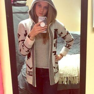 Aztec hooded cardigan